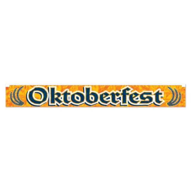 Vibrant metallic fringe banner in Oktoberfest colors, perfect for festive decorations at parties and celebrations.