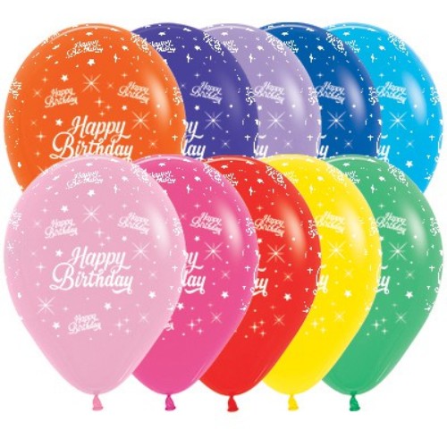 30cm Happy Birthday Fashion Assortment Latex Balloons - Pack of 25