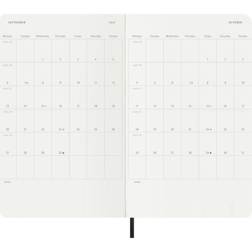 2027 Moleskine Weekly With Notes Softcover Large Black 12-Month Diary