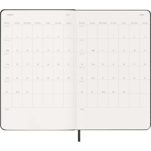 2027 Moleskine Weekly Vertical Hardcover Large Black 12-Month Diary