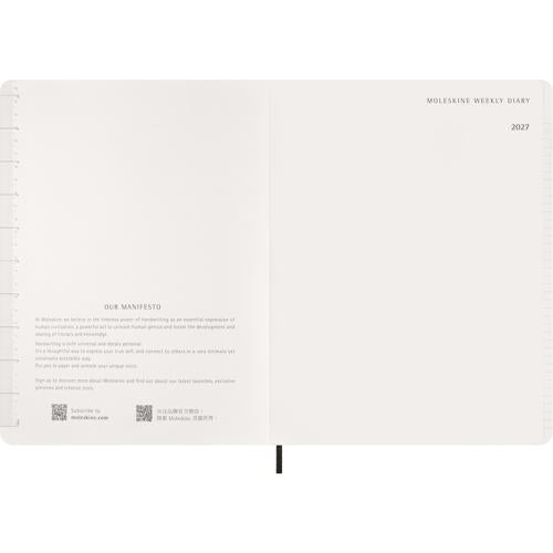 2027 Moleskine Essential Softcover Weekly Vertical XXL Black 15-Month Planner