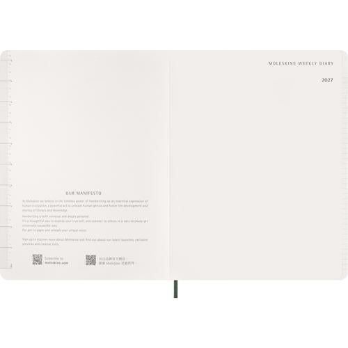 2027 Moleskine Essential Softcover Weekly Vertical XXL Myrtle Green Planner