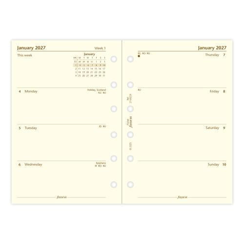 2027 Filofax Week to View Pocket Cotton Cream Organiser Refill