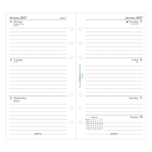 2027 Filofax Week to View Ruled Personal Organiser Refill