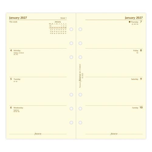 2027 Filofax Week to View Personal Cotton Cream Organiser Refill
