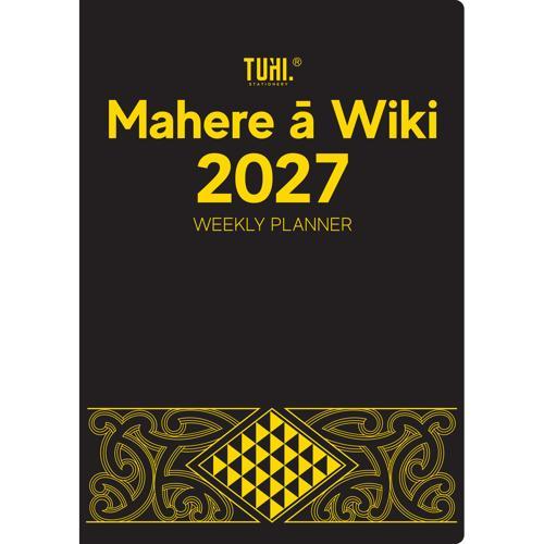 2027 Tuhi B53 Week to View Premium Mahere a Wiki Black & Gold Diary