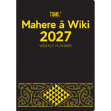 2027 Tuhi B53 Week to View Premium Mahere a Wiki Black & Gold Diary