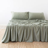 Luxe single sheet set in Organica Sage, crafted from organic cotton and Tencel for ultimate comfort and breathability.