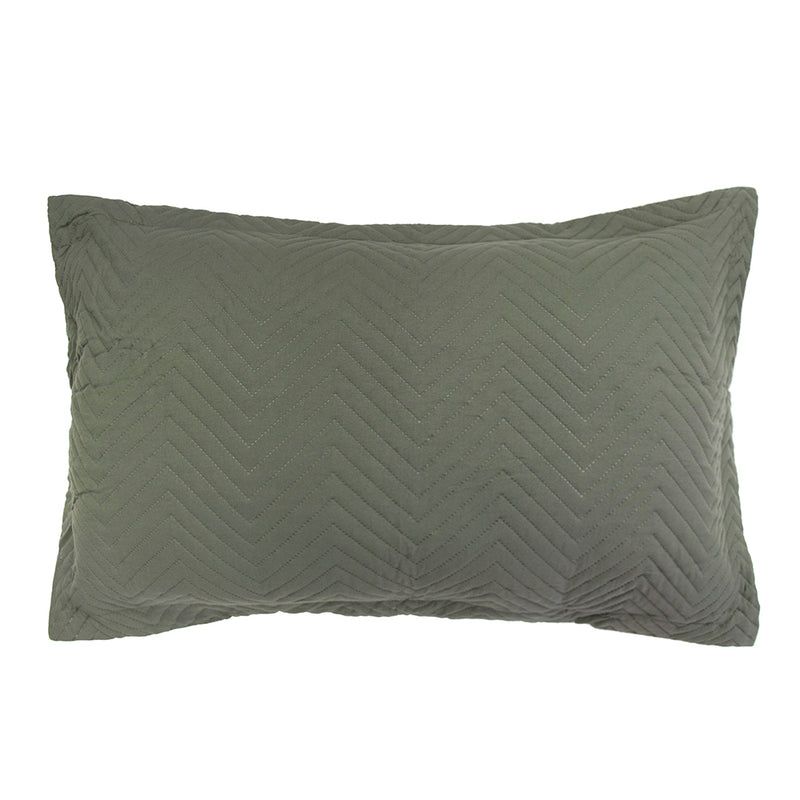 Herringbone Embossed Coverlet Set Moss Queen/King