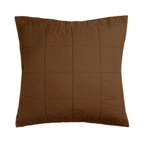 Linen Quilted Euro Pillow Sham in Hazel, featuring breathable French flax linen and a textured quilted design.