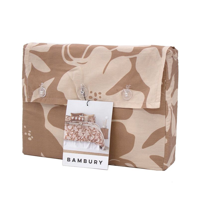 Single duvet cover set featuring a warm biscuit and pale peach floral design, crafted from high-quality cotton sateen.