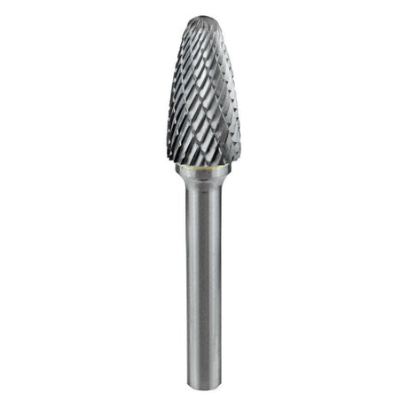 Holemaker Carbide Burr 3/8 x 3/4in with tree radius end, ideal for contouring and shaping metal, wood, and plastic.