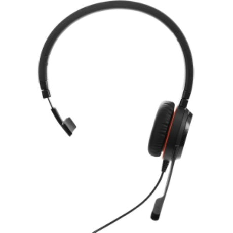 Jabra EVOLVE 20SE MS Mono Bluetooth Headset with noise-canceling mic, designed for clear calls and all-day comfort.