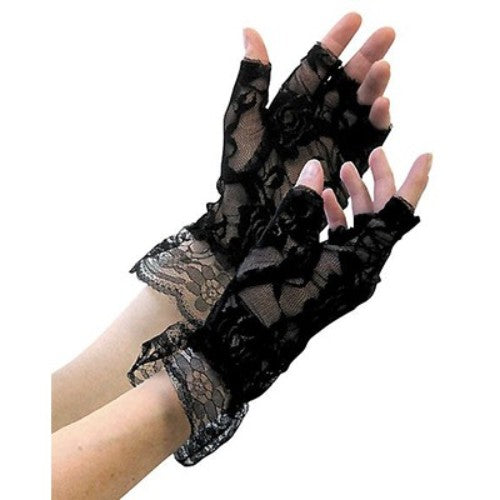 Pirate Fingerless Lace Gloves Black