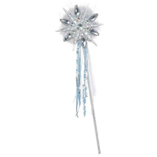 Fairytale Snowflake Jewel Wand with sparkling jewels and whimsical feathers, perfect for imaginative dress-up play.