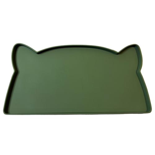 Pet Feed Mat - Silicone Mat Cat Head Olive