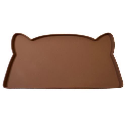 Pet Feed Mat - Silicone Mat Cat Head Mocha