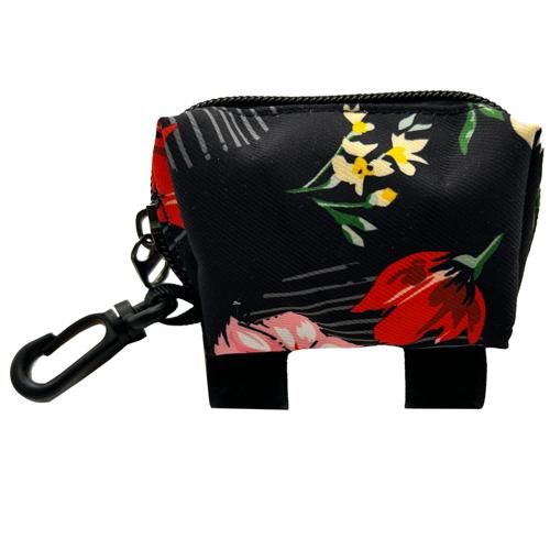 Latched Poop Bag Holder - Black Floral