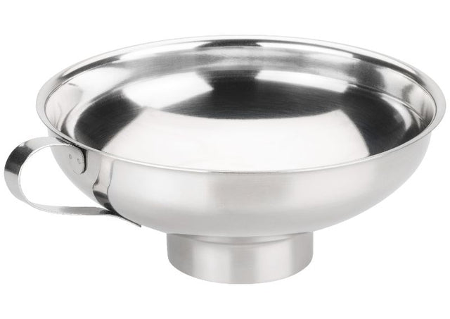 Avanti Stainless Steel Jam Funnel with sturdy handle for easy jam transfers; dishwasher safe for hassle-free cleaning.