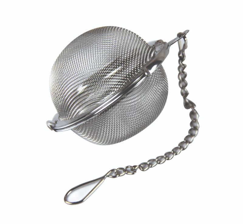 Avanti Stainless Steel 5cm Mesh Tea Ball for brewing loose leaf tea with fine mesh design and ergonomic chain for easy removal.