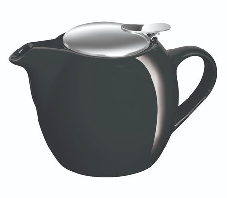 Avanti Camelia Teapot combines ceramic and stainless steel, featuring a removable infuser for easy brewing and cleaning.