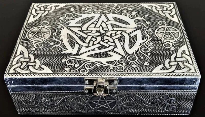 Jewelry Box - Silver Celtic Pentagram (18cm)