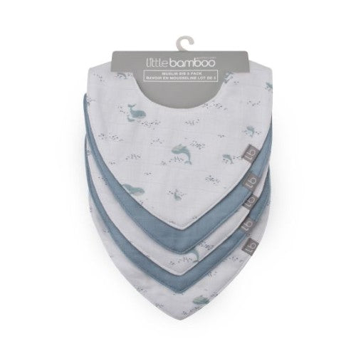 Little Bamboo - LB Muslin Bib 5pk Iced - Retro Blue