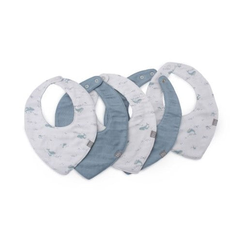 Little Bamboo - LB Muslin Bib 5pk Iced - Retro Blue