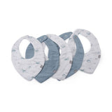 Little Bamboo - LB Muslin Bib 5pk Iced - Retro Blue