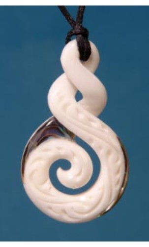 Pendant - Bone Twist Koru  - Kiwiana