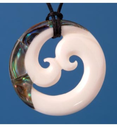 Pendant - Bone Double Koru  - Kiwiana