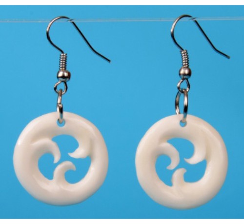 Earrings - Bone Triple Koru  - Kiwiana