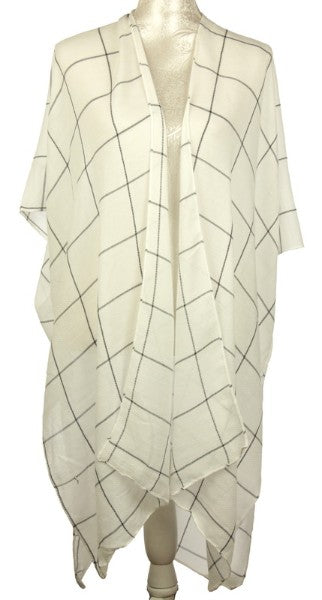 Plaid Cape - White