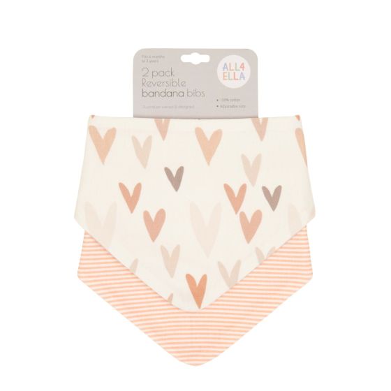 Bandana Bibs 2pk - Hearts - All4Ella