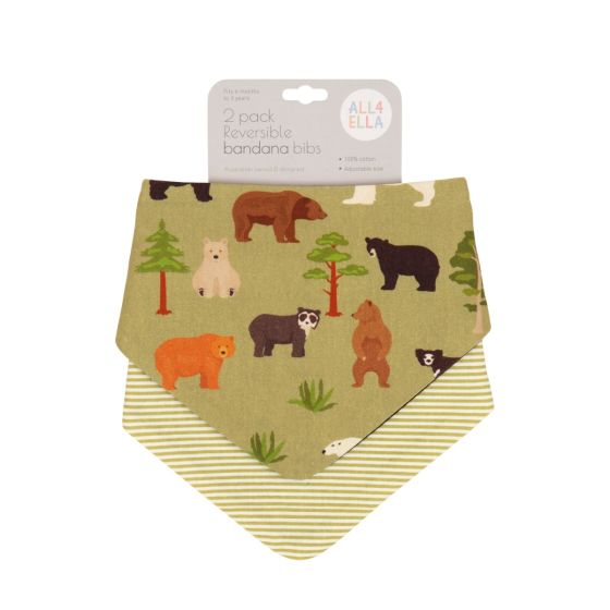 Bandana Bibs 2pk - Bears - All4Ella