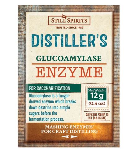 Still Spirits Glucoamylase 12g for efficient fermentation of starch into high-quality alcohol, ideal for distillers and brewers.