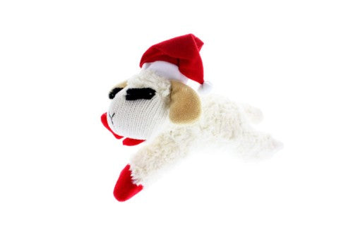 Stuffed Christmas Lamb Chop dog toy, 25cm, perfect for playful festive fun.