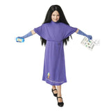 High-quality Grand High Witch costume for kids, featuring a black dress, hat, gloves, wig, and enchanting accessories.