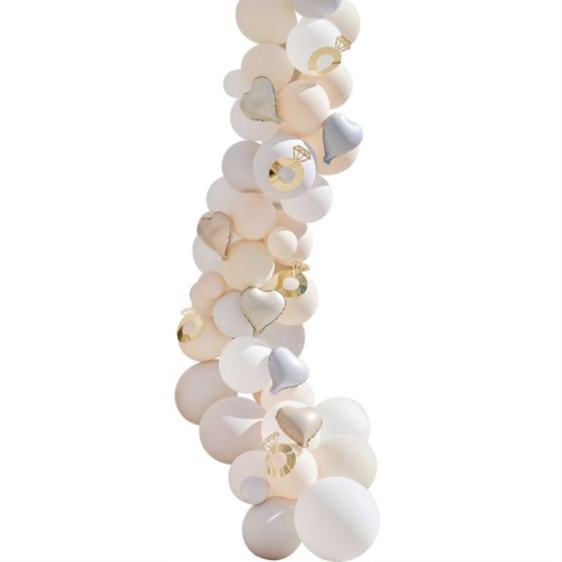Engagement Cream, Grey & Confetti Engagement Party Balloon Arch - Pack of 10