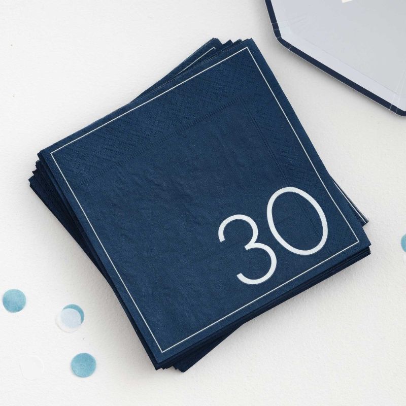 Mix it Up Navy 30th Birthday Milestone Paper Napkins - Pack of 16