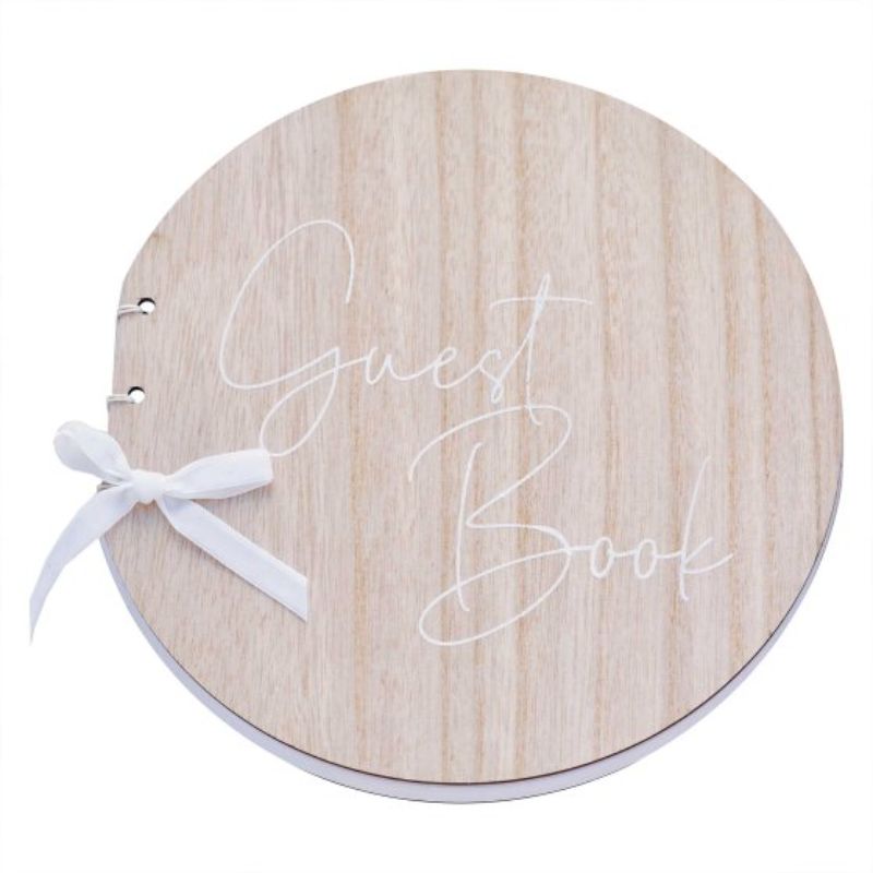 Sage Wedding Round Wooden Wedding Guest Book