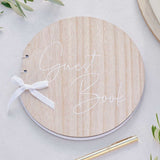 Sage Wedding Round Wooden Wedding Guest Book