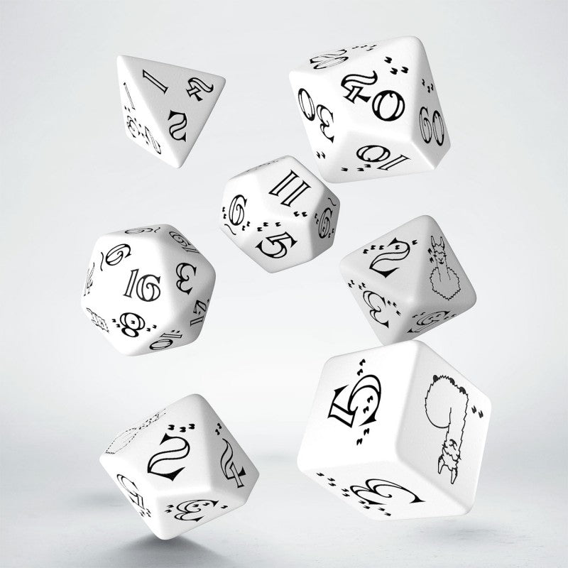 Q Workshop - Llama Bright White And Black Dice Set 7