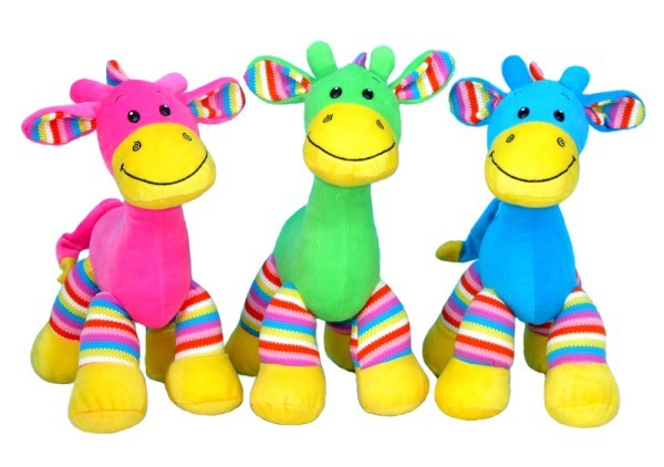 Plush Toy - Striped Giraffe - Set of 3 Assorted (Pink Blue and Green)