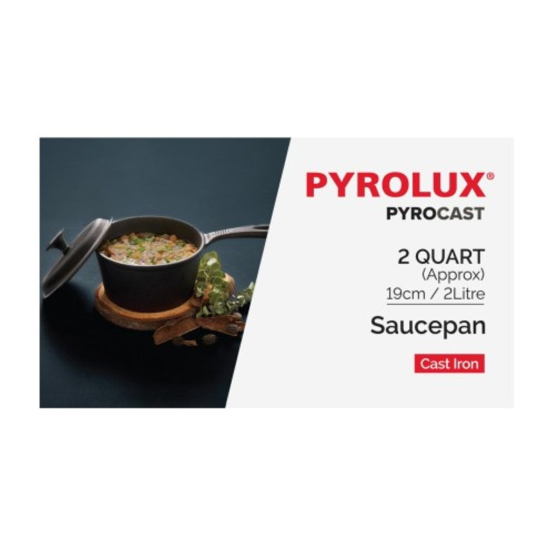 Cast iron 19cm Pyrolux saucepan with lid, perfect for sauces and stews, suitable for all cooktops, including induction.