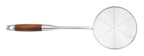 "Avanti 14cm Wok Wire Skimmer with ergonomic handle for easy skimming, lifting, and safe use on all cookware surfaces."