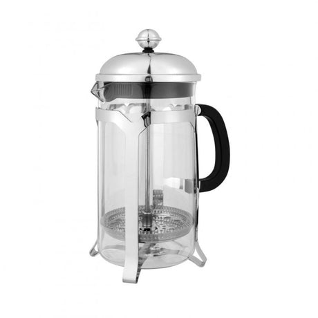 AVANTI Domo Coffee Plunger in borosilicate glass with stainless steel plunger; brews 1L/8 cups of flavorful coffee.