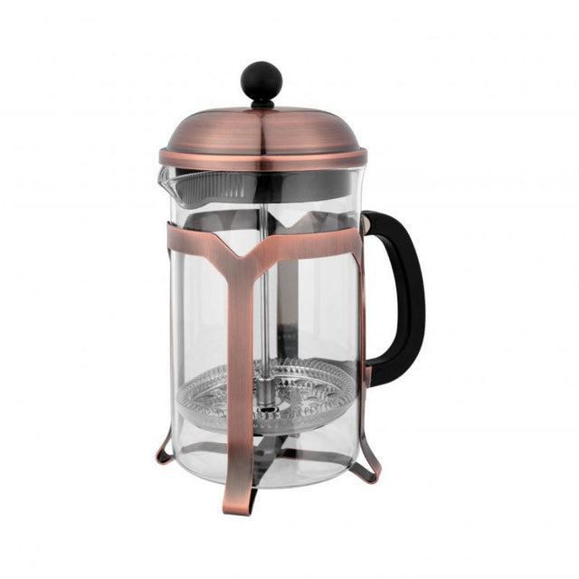 Antique-style AVANTI Domo Coffee Plunger with 800ml capacity, stainless steel filter, and heat-resistant glass for rich brews.