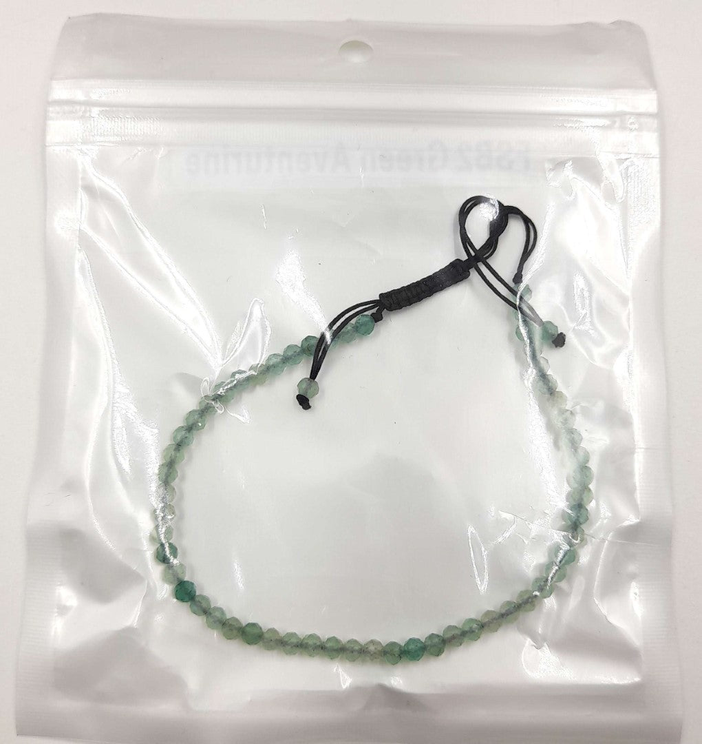 Set of 3 star cut faceted green aventurine bracelets with adjustable strings, promoting style and positive energy.