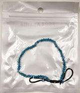 Set of 3 star cut faceted apatite bracelets featuring 3mm beads in ocean-blue hues with adjustable strings for comfort.